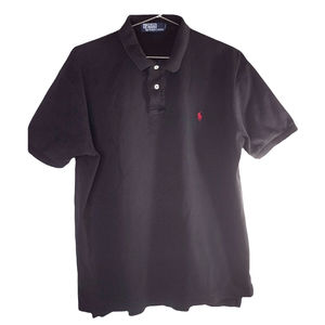Ralph Lauren Polo Shirt Mens Medium Black Short Sleeve Cotton Casual Rugby Pony
